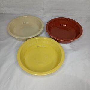 FIESTAWARE Fiesta Yellow Red  7" Cereal Soup Bowls Homer Laughlin Set Of 3